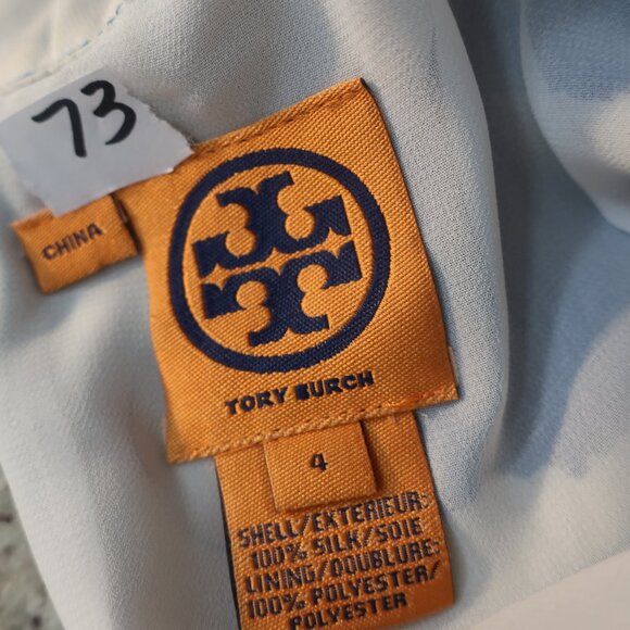 Womens Tory Burch 100% Silk Blue, Black, White Design Pleat Front Tank Blouse 4 - Picture 7 of 7